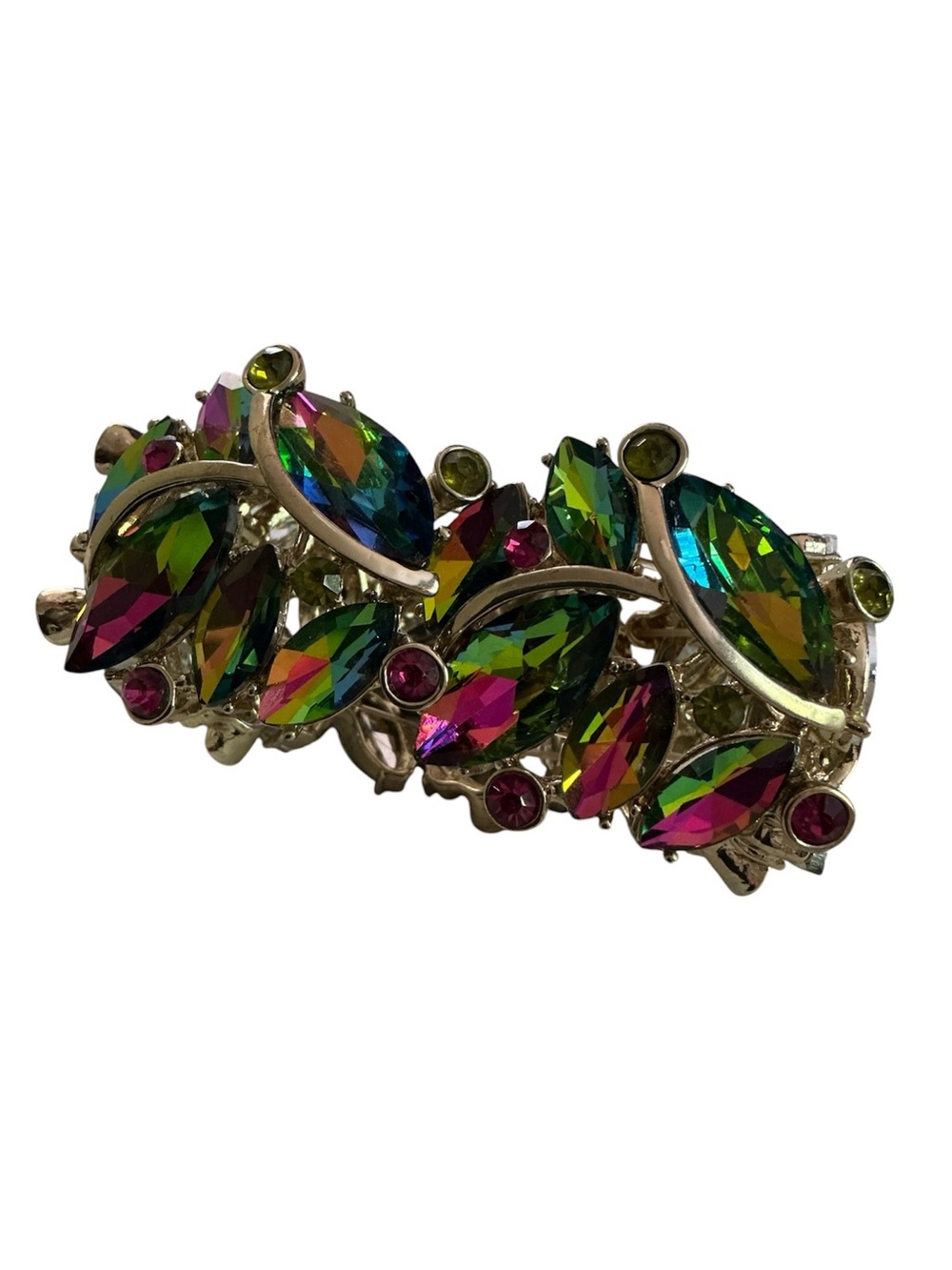 Unbranded Multi Colored Iridescent Jeweled Stretch Bling Statement Bracelet